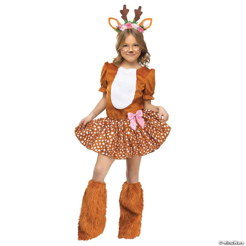 Girl's Brown, White &amp; Pink Oh Deer! Costume - Small Image